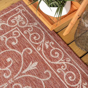 Charleston Vintage Filigree Textured Weave Indoor/outdoor Octagon Rug